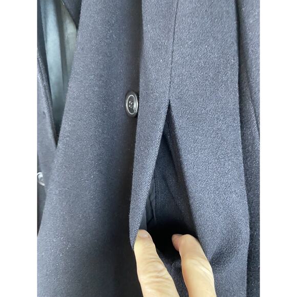 J Crew Sz S Black Stadium Cloth Double Breasted Majesty Peacoat Wool Blend - Picture 10 of 10